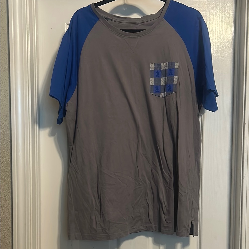 Men's Gray and Blue Short Sleeve Tee